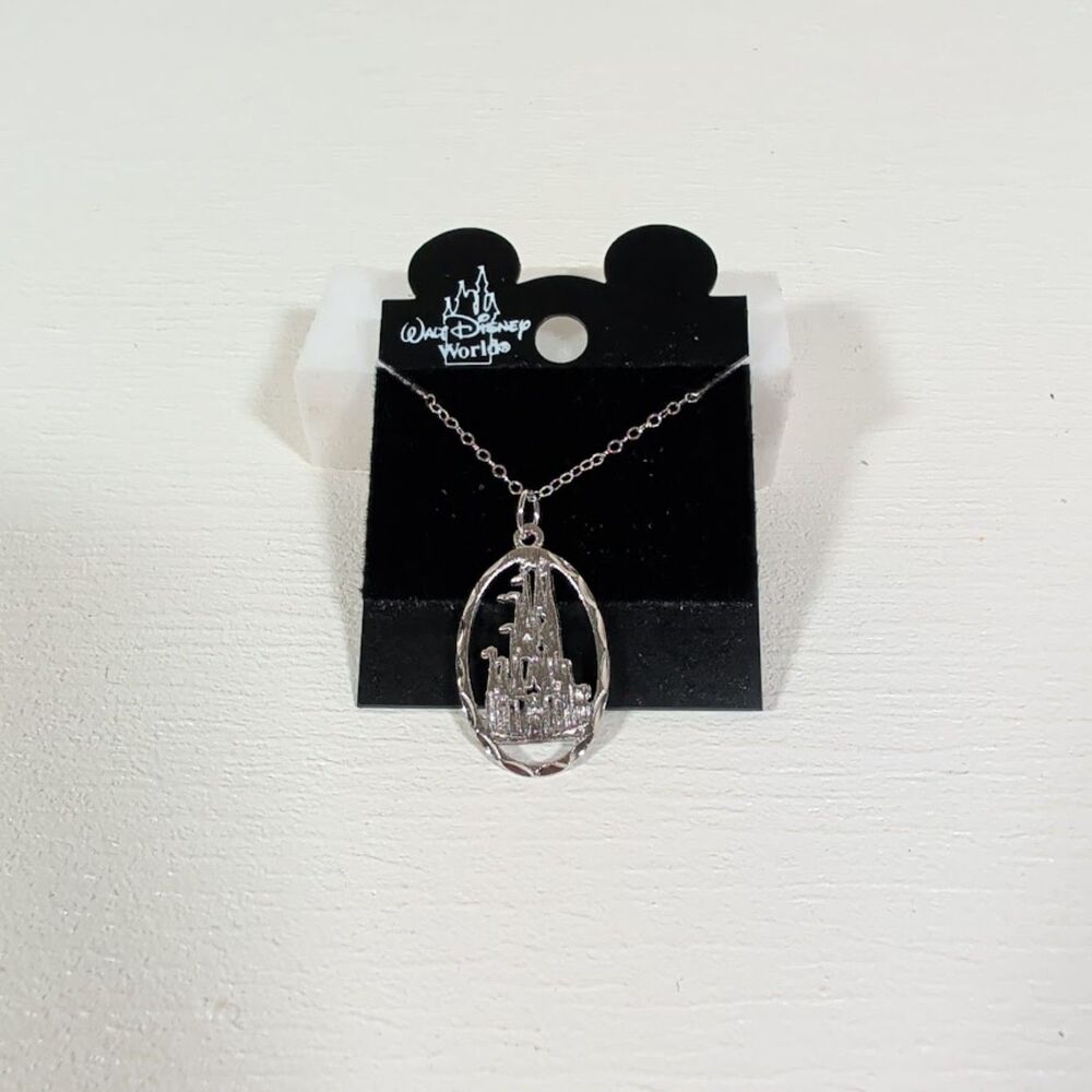 Vintage Walt Disney Productions Sterling Silver Cinderella Castle Necklace .925